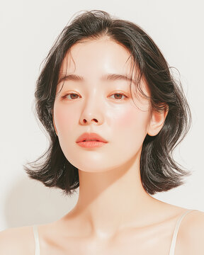 美容, 女性, スキンケア, 化粧品, ビューティー, 若い女性, 美肌, 日本人, アジア人, フェイシャル, メイク, 美容液, 保湿, クリーム, エイジングケア, 美容医療, エステ, 美容クリニック, 肌ケア, ナチュラルメイク, 透明感, ツヤ肌, モデル, 笑顔, ポートレート, クローズアップ, リラックス, 癒し, 健康的, 美白, コラーゲン, ヒアルロン酸, アンチエイジング