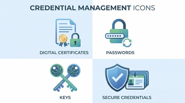 Credential Management Icons Pack for Digital Certificates Password Security Keys and Secure Authentication