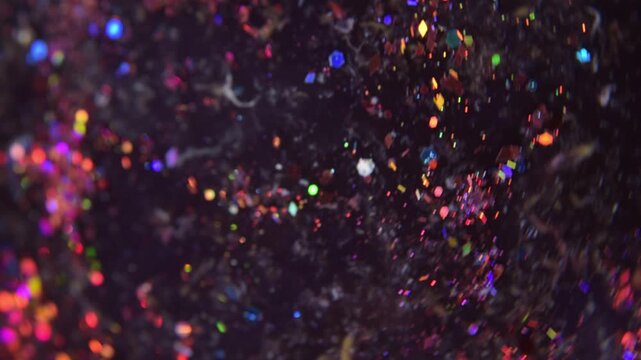 Close up multicolor glitter particles