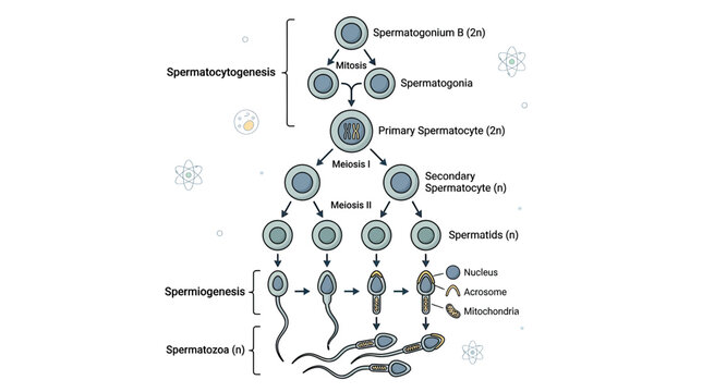 Spermatogenesis Diagram: Sperm Cell Development and Meiosis Process