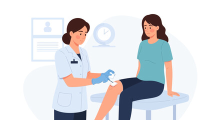 Fototapeta premium Medical Care: Doctor Vaccinating Patient in Clinic