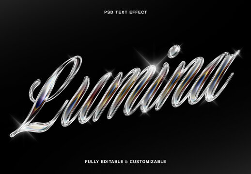 Chrome Glass Script Text Effect