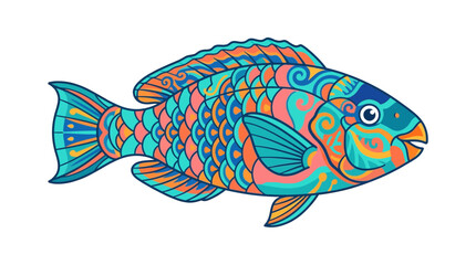 Fototapeta premium Colorful Ornamental Fish Illustration with Intricate Patterns