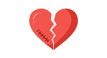 Fototapeta premium Symbolic illustration of a mended red heart, depicting emotional healing and recovery after a breakup or loss, showcasing resilience and hope