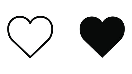Obraz premium Minimalist Heart Shape Icons Featuring Solid Black and Outline Styles on a White Background