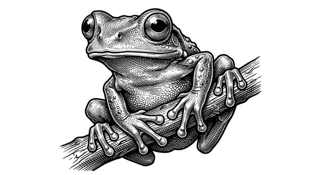 Detailed illustration of a sitting frog.