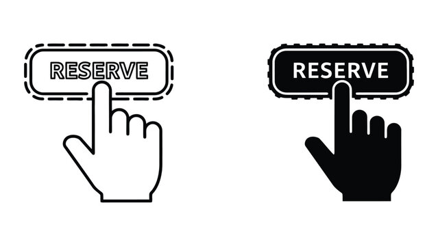 Hand Clicking Reserve Button Vector Illustration Set in Minimalist Flat Style for Web Interface