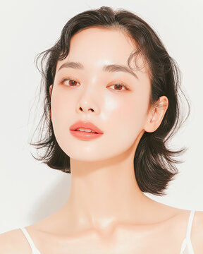 美容, 女性, スキンケア, 化粧品, ビューティー, 若い女性, 美肌, 日本人, アジア人, フェイシャル, メイク, 美容液, 保湿, クリーム, エイジングケア, 美容医療, エステ, 美容クリニック, 肌ケア, ナチュラルメイク, 透明感, ツヤ肌, モデル, 笑顔, ポートレート, クローズアップ, リラックス, 癒し, 健康的, 美白, コラーゲン, ヒアルロン酸, アンチエイジング