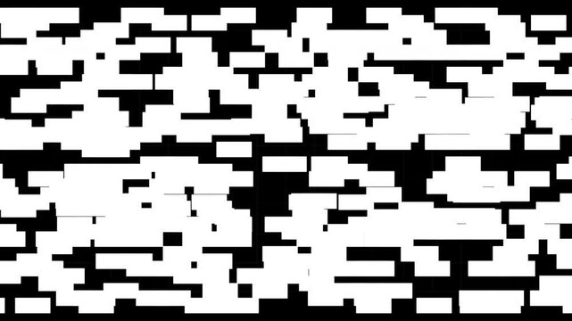 Abstract horizontal blocky pattern simulating digital data corruption, network encryption, or matrix processing. Excellent displacement map or tech overlay for high-tech media.