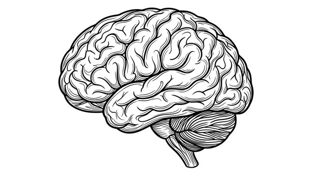 Human Brain Anatomical Illustration Sketch