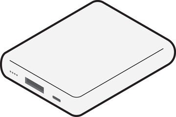 モバイルバッテリーのアイソメトリックイラスト（主線あり） © yotsuda