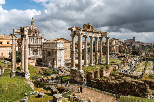The Roman Forum with ancient temples, Rome, Italy