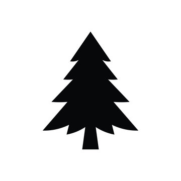 Tree icon isolated black on white background. Vector Illustration.
