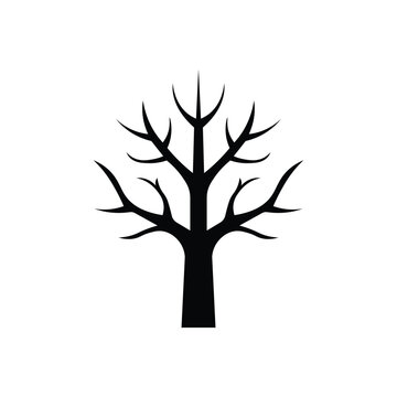 Tree icon isolated black on white background. Vector Illustration.