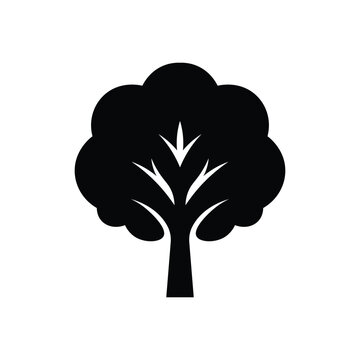 Tree icon isolated black on white background. Vector Illustration.
