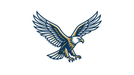 Fototapeta premium Illustration of a flying eagle with outstretched wings on a white background.