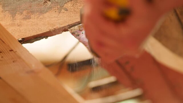 Cutting off damaged wood boat hull planking