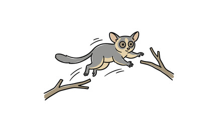 Lemur leaping between tree branches illustration. © rodin