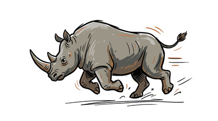 Charging rhinoceros cartoon character illustration. © rodin