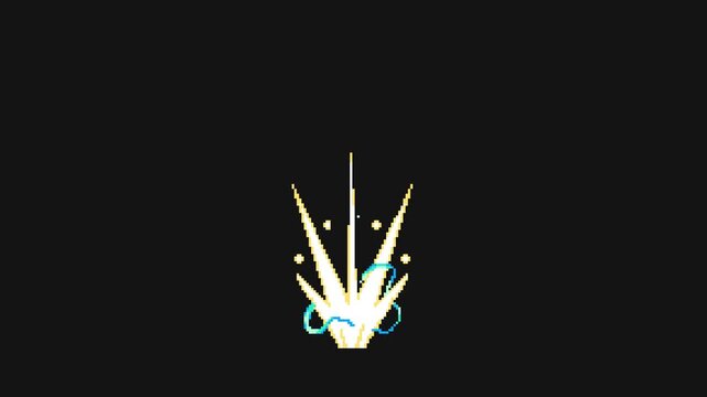 thunder attack effect loop animation in pixel art style with black screen background