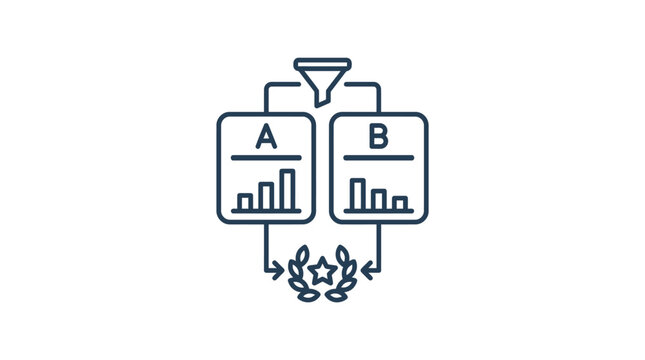 A B Testing Concept Icon with Charts and Laurel Wreath