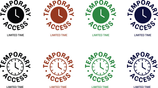 A collection of temporary access logos with clocks and limited time labels