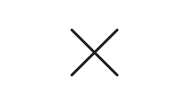 Simple X Mark Symbol, Cross Shape, Minimalist Graphic Design, Isolated on White Background