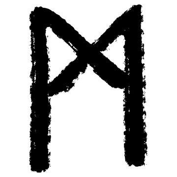 mannaz rune illustration hand drawn vector