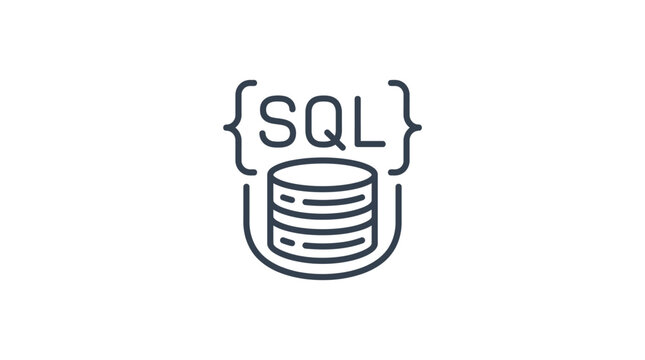 SQL Database Icon with Braces and Stacked Coins
