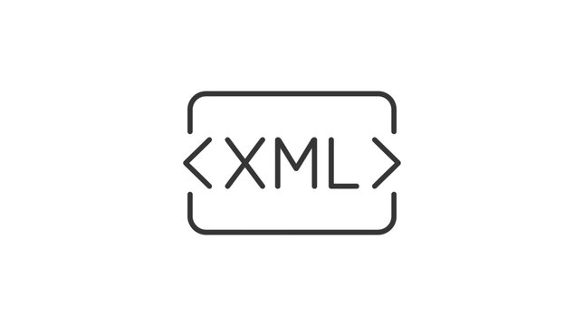XML Tag Icon, Simple Line Art for Data and Markup Language