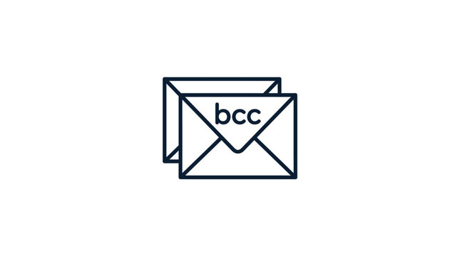 Email BCC concept icon, two envelopes with bcc text, communication, business, technology