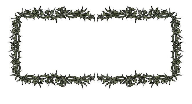 Thorn branch border frame design element.