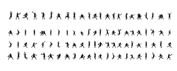 Basketball Player Action Poses Collection Vector Icons © Panji
