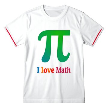 White Math Themed T Shirt with Green Pi Symbol on Light Gray Background