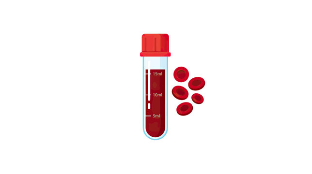 Blood Sample Test Tube with Red Blood Cells, Medical Laboratory Analysis