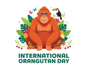 Fototapeta premium International Orangutan Day Vector Illustration, Wildlife Conservation and Primate Awareness Design
