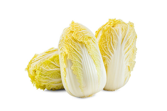 Close-up of Fresh Baby Chinese Cabbage on Pure White Background
