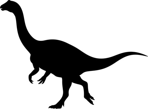 Plateosaurus Silhouette Vector Illustration , Dinosaur Silhouette Element , Transparent Background