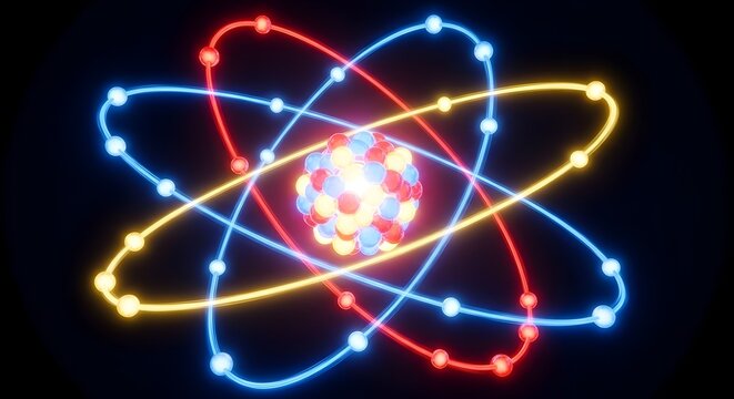 Glowing Atom Structure with Electron Orbits
