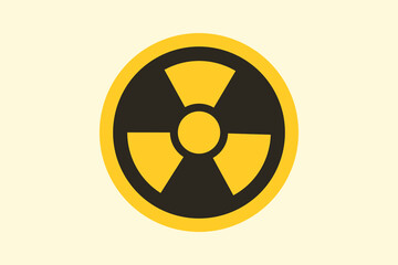 Yellow and black radioactive warning symbol sign for nuclear hazard and safety caution © Kren Studio