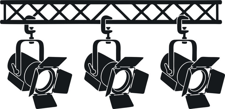 Stage Lighting Rig Silhouette Vector &ndash; Professional Studio Spotlights on Truss for Concert, Theater and Event Production