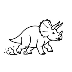Fototapeta premium Running Triceratops dinosaur line art coloring page.