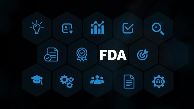 FDA Approved Food and Drug Administration concept. Businessman using laptop with FDA icon on virtual screen for Health product standards control