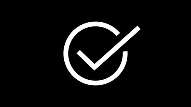 Chick mark animation on circle. tick mark symbol ok button animated on black background.on a black background,with 4K video animation.