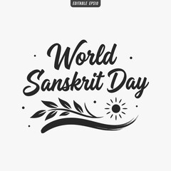 Fototapeta premium The flat design for a World Sanskrit Day poster focuses on simplicity, elegance, and ease of recognition. Vector Illustration