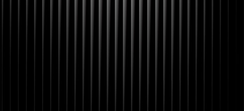 Reeded glass with black and white gradient. Ribbed glass background with refraction effect. Abstract vector background