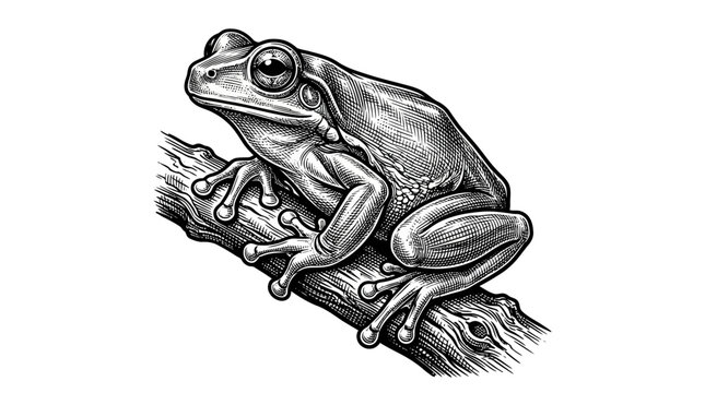 Detailed illustration of a sitting frog.