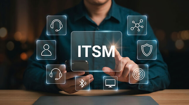 ITSM information technology service management concept with businessman