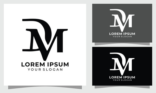 Elegant letter DM monogram logo template with luxury serif typography for premium fashion brand, hotel boutique, and cosmetic beauty identity