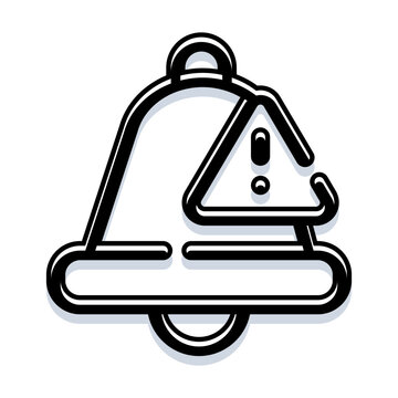Bell line icon with a triangular warning symbol, communicating critical alerts, important messages, or system errors for digital interfaces, applications, and general communication